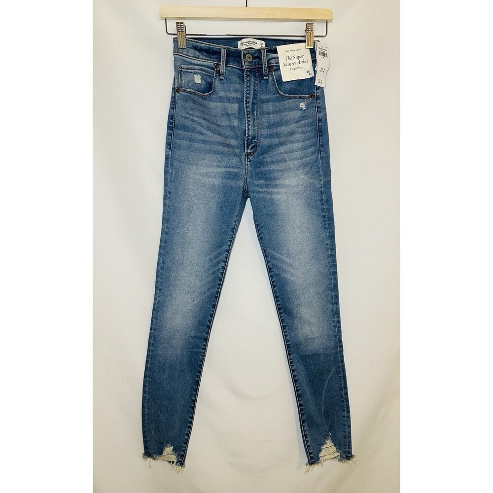 Abercrombie & Fitch Super Skinny Ankle Distressed Jeans‎ Denim Women's 26/2R NEW